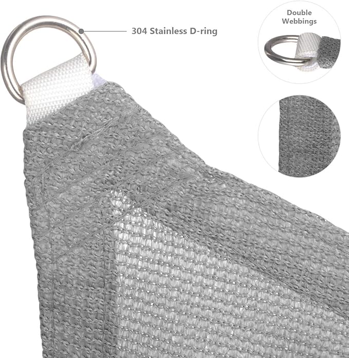 Eden's Decor Straight Flat-Edged Sun Shade Sail Rectangular 7' x 17' Grey UV-Blocking Outdoor Canopy Fabric Cloth Awning for Pergola Patio Garden Backyard Custom Size