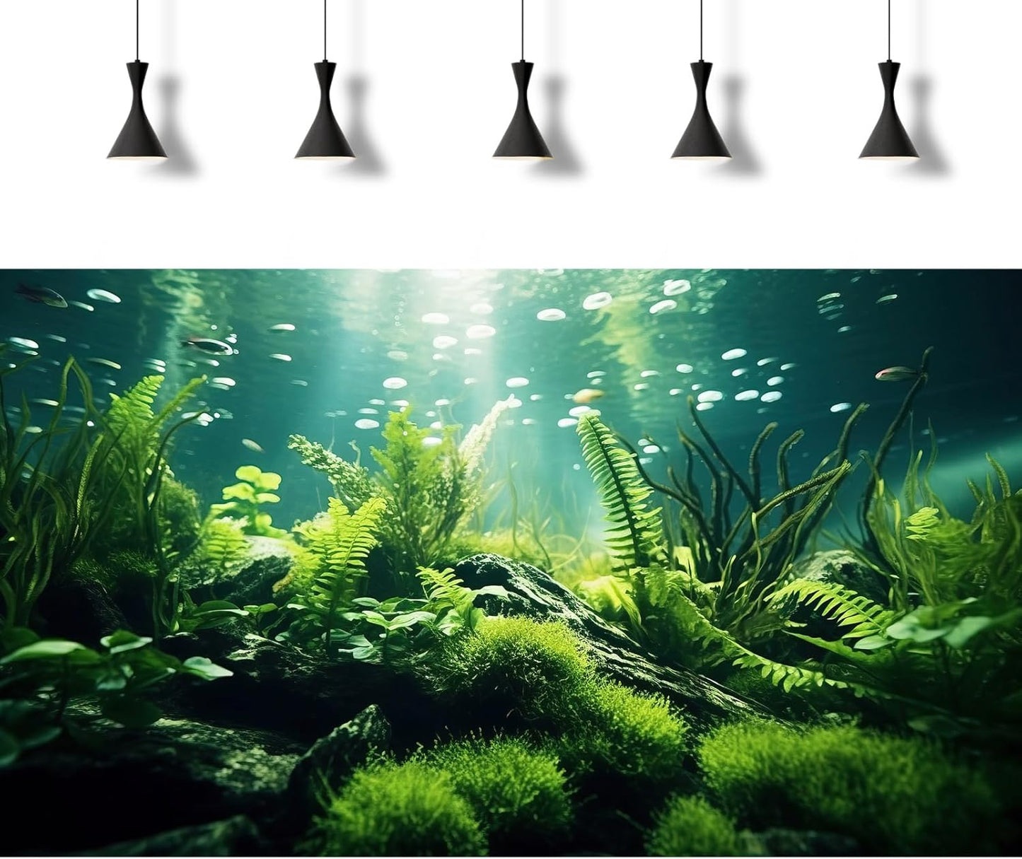 Underwater Fish Tank Background Under The Sea Aquatic Plants Aquarium Background Ocean Floor Rock Terrarium Backgrounds Tropical Fish Green Seaweeds Aquarium Backgrounds for Fish Tank Decor 72x24in