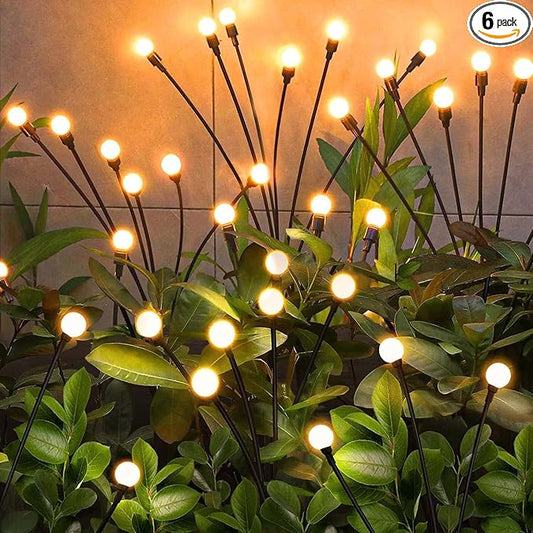 Solar Garden Lights Outdoor, 6 Pack 48LED Waterproof Solar Powered Lights for Yard Pathway Patio, Swaying Lawn Decor as Gardening Gifts for Women Holiday