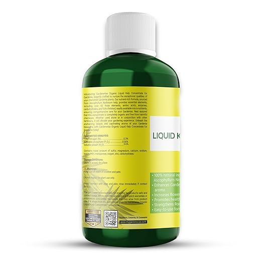 Organic Premium Kelp Seaweed Fertilizer for Gardenia - Liquid Fertilizer - Liquid Plant Food - Nutrient-Rich Soil Enhancer - Natural Plant Food for Gardenia Plant (32 OZ)