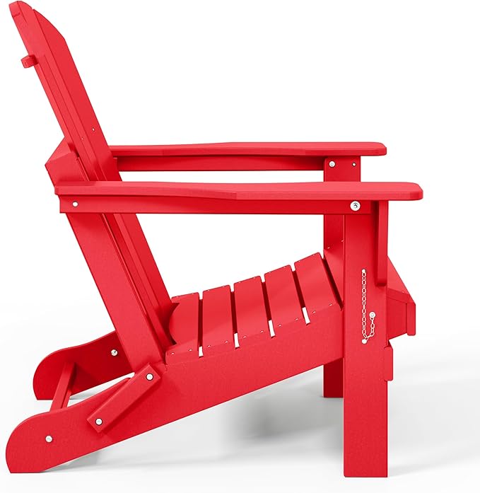 Westin Outdoors Laguna WO Home Outdoor Adirondack Folding Chair Lounger Seat Traditional Retro Home Furniture for Beach, Balcony, Backyard, Lawn, Patio, Pool, Deck, Garden (Red)