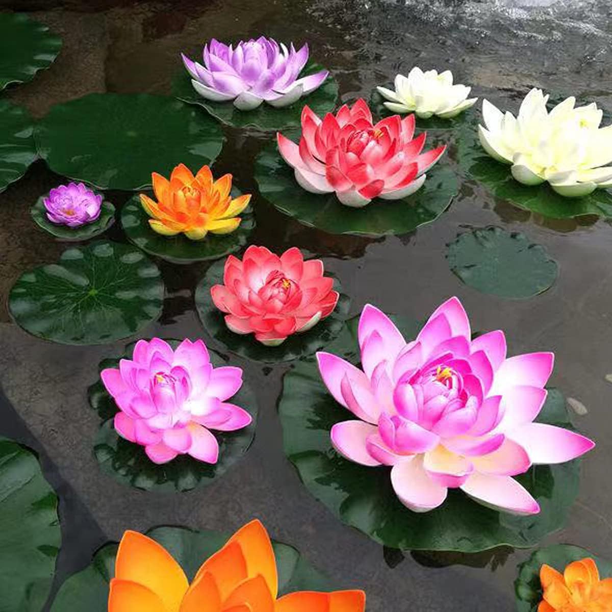 FZBNSRKO Artificial Lotus,4PCS 7.1" Inch Floating Foam Lotus Flowers for Pool,Realistic Water Lily Pads for Home Outdoor Patio Pond Wedding Party Decorations,Yellow