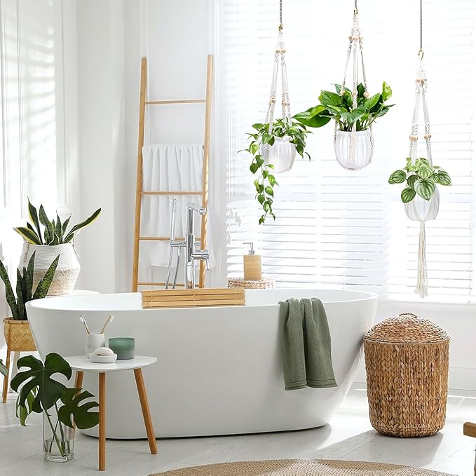 Small Hanging Planters Self Watering 5 Inch, 3 Set Hanging Plant Pot for Indoor Outdoor Plants, Hanging Flower Pots with Drainage Hole & 2 Kinds of Plant Hangers for Garden Home Decor