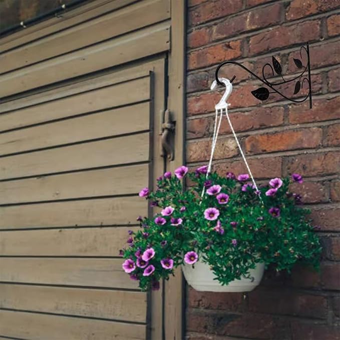 4 Leaves Style Metal Hanging Plant Brackets 12 inches x 9 inches, Pack of 2, Wall Mount Plant Hangers, Planter Hooks for Flower Baskets, Bird Feeders in Corridor/Patio/Porch/Garden