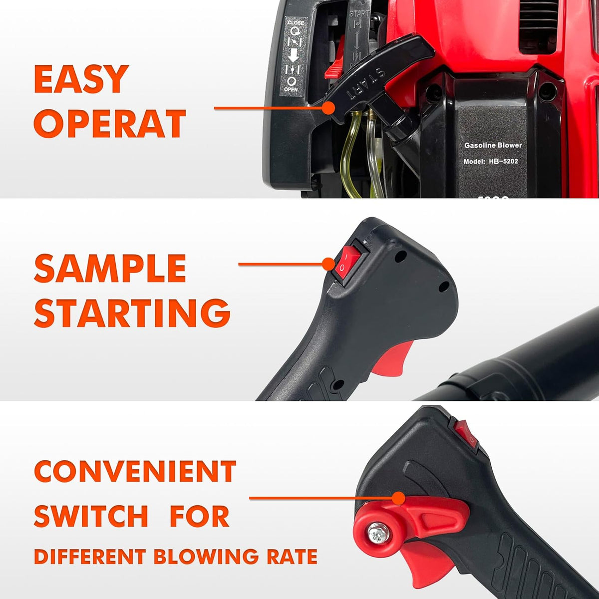 Backpack Gas Leaf Blower,76CC,660CFM,200MPH,4 Stroke Air Cooling Gas Backpack Grass Blower,Snow Blower EPA Compliant