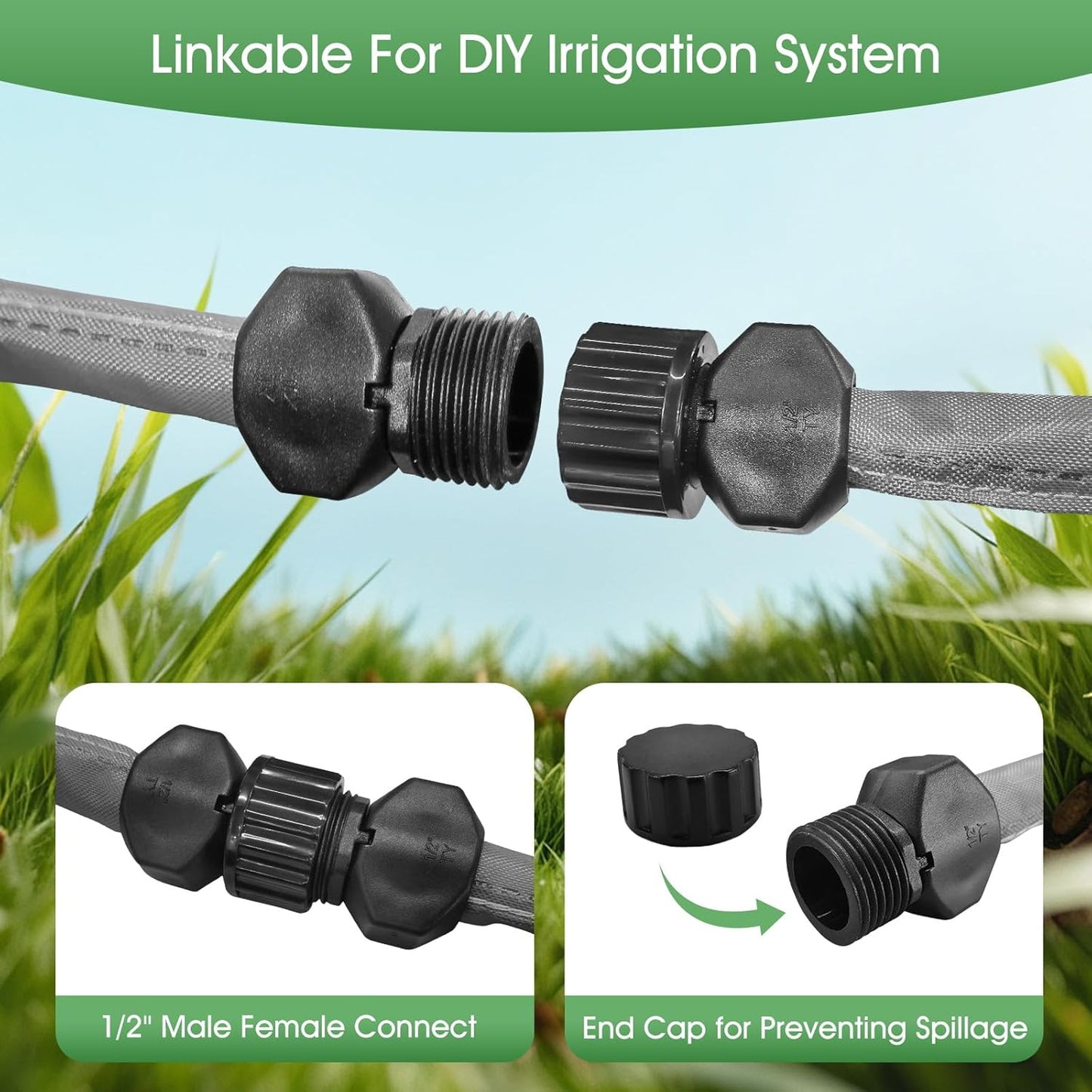 Flat Soaker Hose for Garden Beds 25 ft,Linkable Drip Irrigation Hose Save 80% Water, Leakproof Watering Hose with Holes, Duty Double Layer Flexible Leakproof