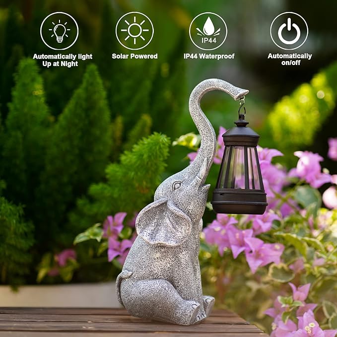 Goodeco Elephant Statue for Garden Decor with Gift Appeal - Ideal Gifts for Women, Mom or Birthdays, Beautifully Crafted Outdoor & Home Decor to Wow Your Guests (11" Elephant)