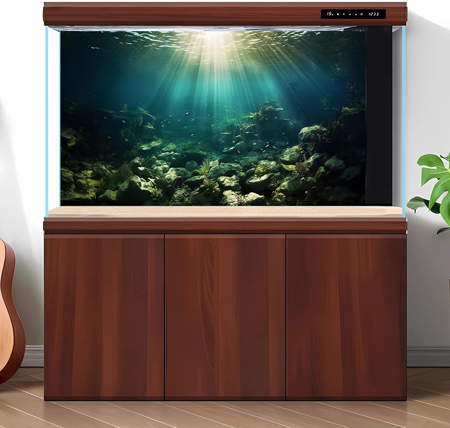 Deep Ocean Aquarium Background Under The Sea Fish Tank Background Underwater World Terrarium Backgrounds Ocean Floor Rock Aquatic Plants Aquarium Backdrop for Fish Tank Backgrounds Decors 30x12in