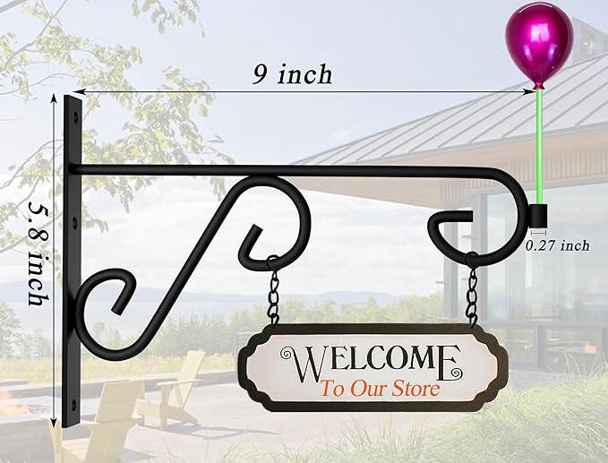 Plant Hook 4Pcs Hanging Basket Hooks,9in Plant Hangers Outdoor/Indoor,Black Plant Bracket Hook for Hanging Flower Baskets,Bird Feeder Hanger