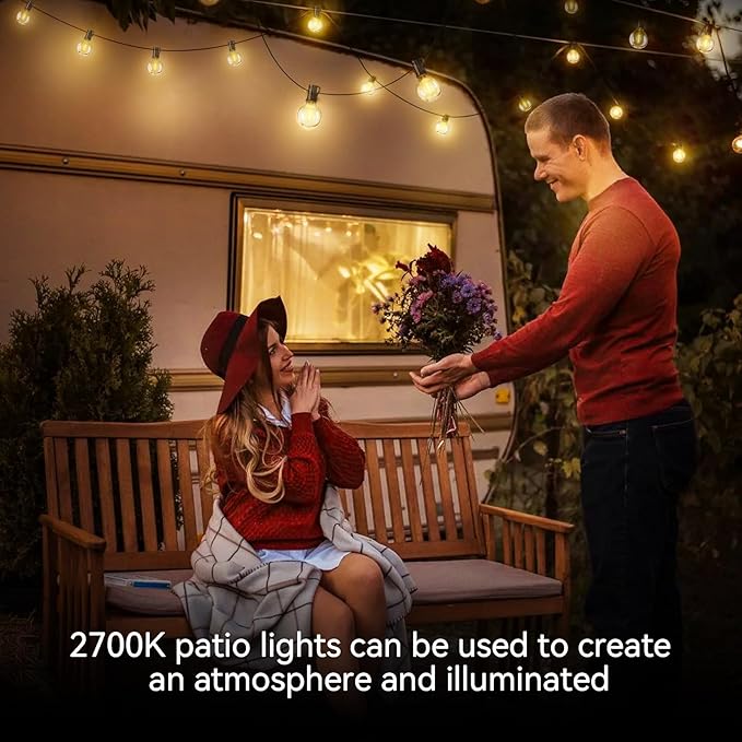 XURISEN Outdoor String Lights with Dimmer, 98FT LED Patio Lights for Outside with 52 Shatterproof G40 Globe Bulbs UL Listed Waterproof Hanging Lighting for Backyard Balcony Bistro Party Decor
