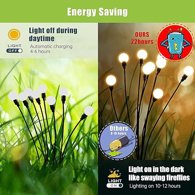 2 Pack Solar Firefly Lights + 2 Pack Iron Winged Angel Light Solar for Yard, Patio, Pathway, Lawn, Walkway, Camping, Pool, Solar Ground Lights Walkway Lights Deck Lights