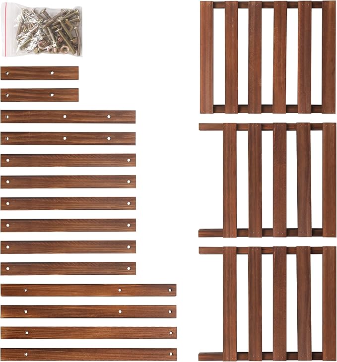 3 Tiers Plant Stand Indoor,Wood Plant Stands for Indoor Plants Multiple,Corner 3 Steps Ladder Plant Shelf High Low Flower Stand Planter Display Rack for Patio Balcony Living Room