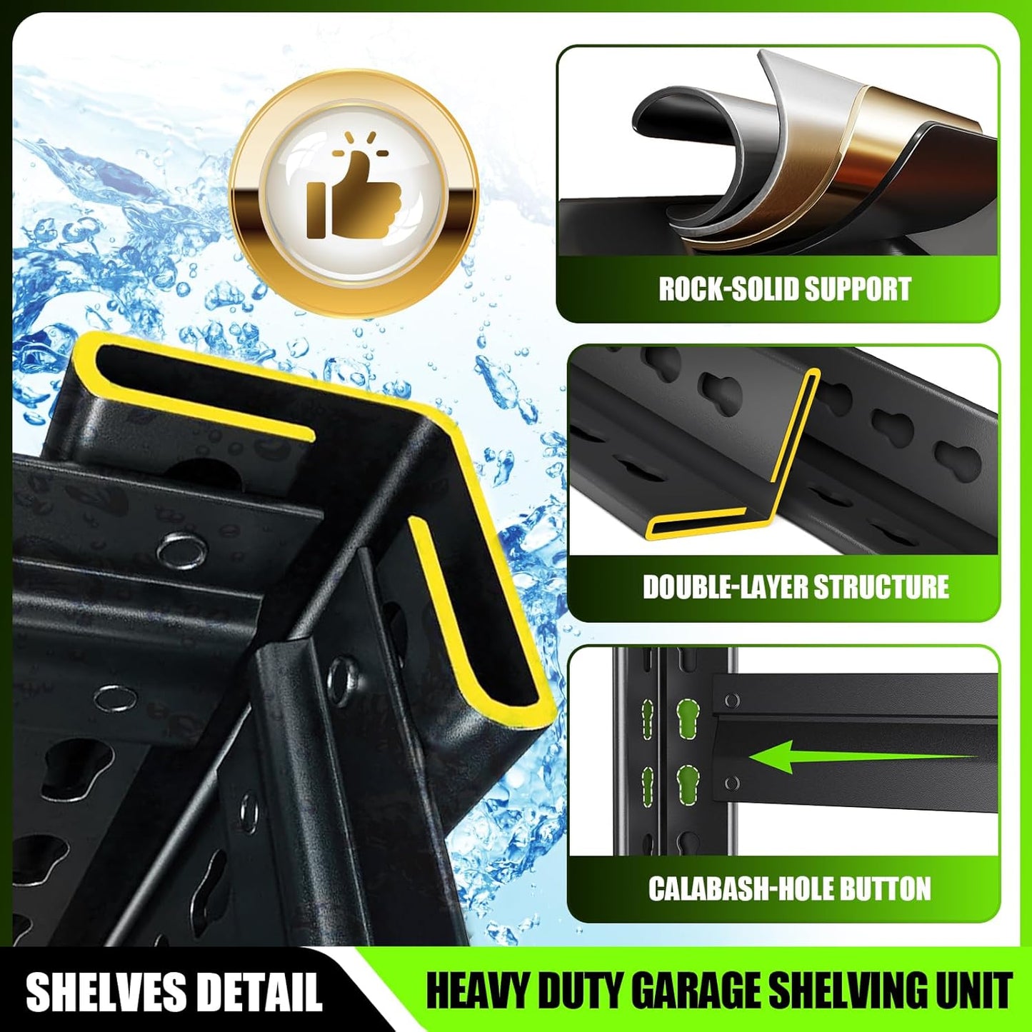 72”H Garage Shelving 2500LBS Adjustable Storage Shelves,5 Tier Metal Steel Heavy Duty Shelving Unit, Industrial Utility Rack Shelf, Storage Organize for garage, Basement ,Black ,72''H*35.4''W*15.7''D