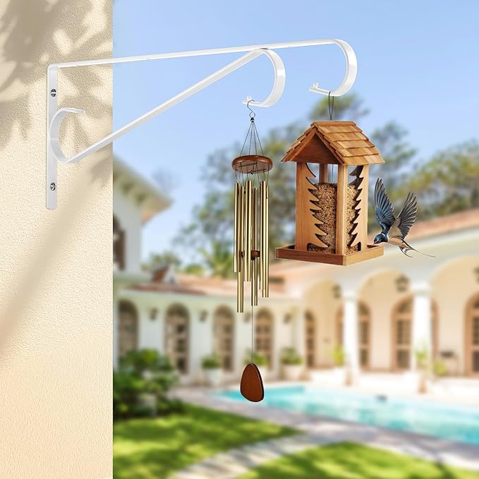 Plant Hangers Outdoor (2 Pack-15.5 Inch White) Plant Hooks Heavy Duty Iron Plant Hanger Hook for Wall, Hanging Plant Bracket for Planters, Bird Feeders, Lanterns, Wind Chimes, Outdoor