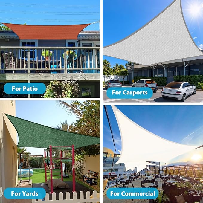 Amagenix Sun Shade Sail 9'X12' Curved Edge Outdoor Shade Canopy Blue Breathable 95% UV Block Shade Cloth for Patio Garden Backyard (We Make Custom Size)