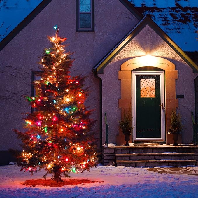 Multicolor C7 LED Christmas String Lights, 25FT C7 Vintage Christmas Lights, Commercial Connectable Christmas Tree Lights for Xmas Holiday Roofline Garden Wedding Decor