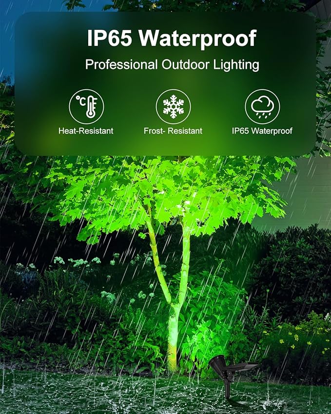 2 Pack Color Changing Solar Spotlights Outdoor for Decorations, Tree, Statue, House Wall, Super Bright Waterproof Solar Lanscape Spot Lights Uplighting for Outside, Yard, Garden, Adjustable Brightness