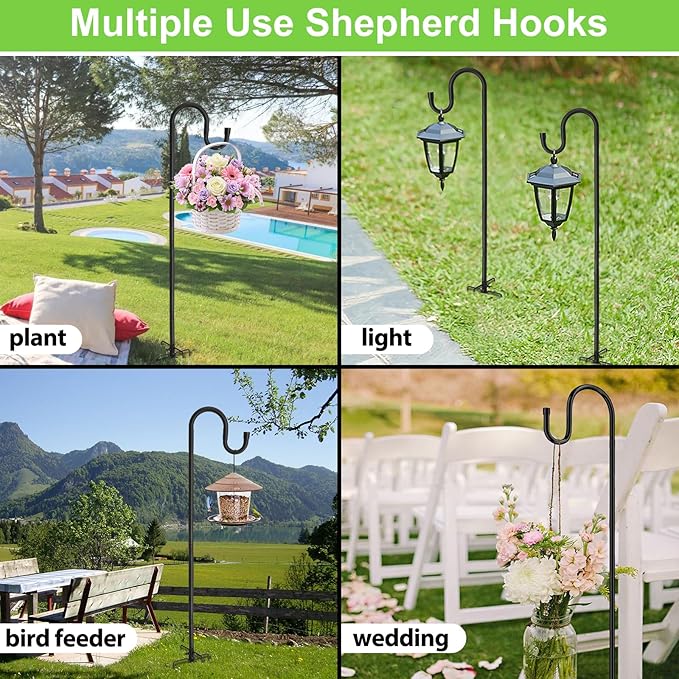 Bird Feeder Pole, 94" Shepherds Hooks for Outdoor, Hummingbird Feeders Stand Heavy Duty with Stable 5-Prong Base, Hanging Plant Shepherd Hook Hanger Stick for Outside Garden Yard Wedding