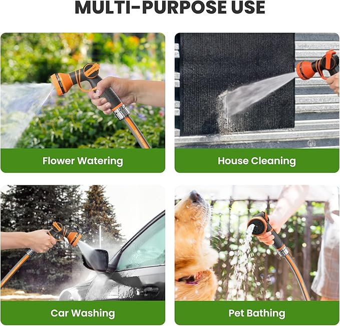 Giraffe Tools Garden Hose 5FT, 5/8" Lightweight Lay Flat Water Hose, Custom Length, Flexible, Leakproof Hybrid Hose Pipe with Male to Female Fitting
