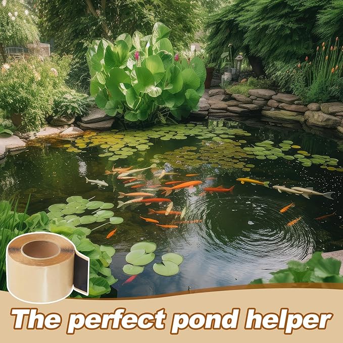 2 Pcs Pond Liner Seam Tape 3" x 25' Self Adhesive Double Sided Butyl Pond Seam Tape Liner Repair Tape Butyl Adhesive Sealer for EPDM Pond Liner Patch Cover Pond Garden