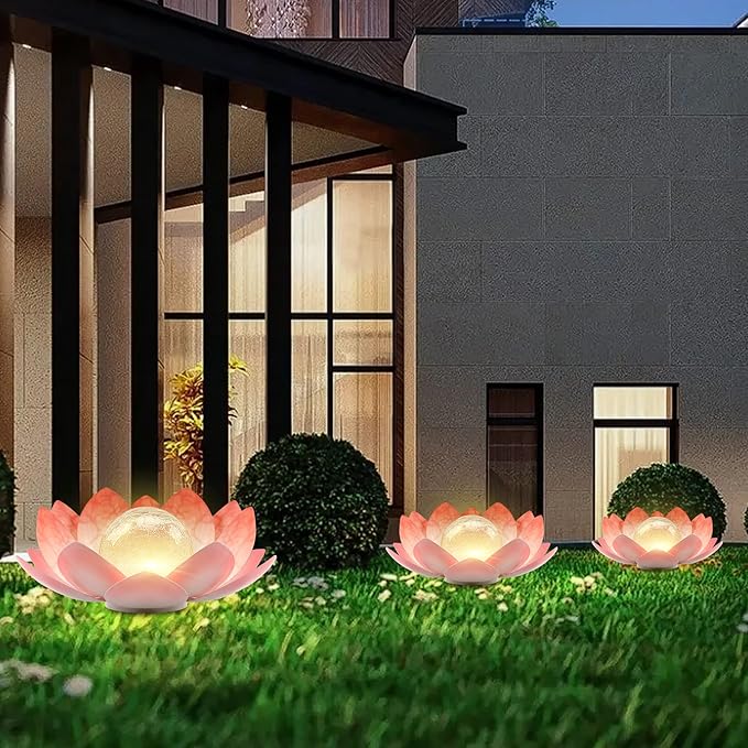 Solar Light Outdoor, Metal Glass Decorative Waterproof Garden Light LED Solar Flower Lights for Patio, Lawn,Walkway,Tabletop,Ground