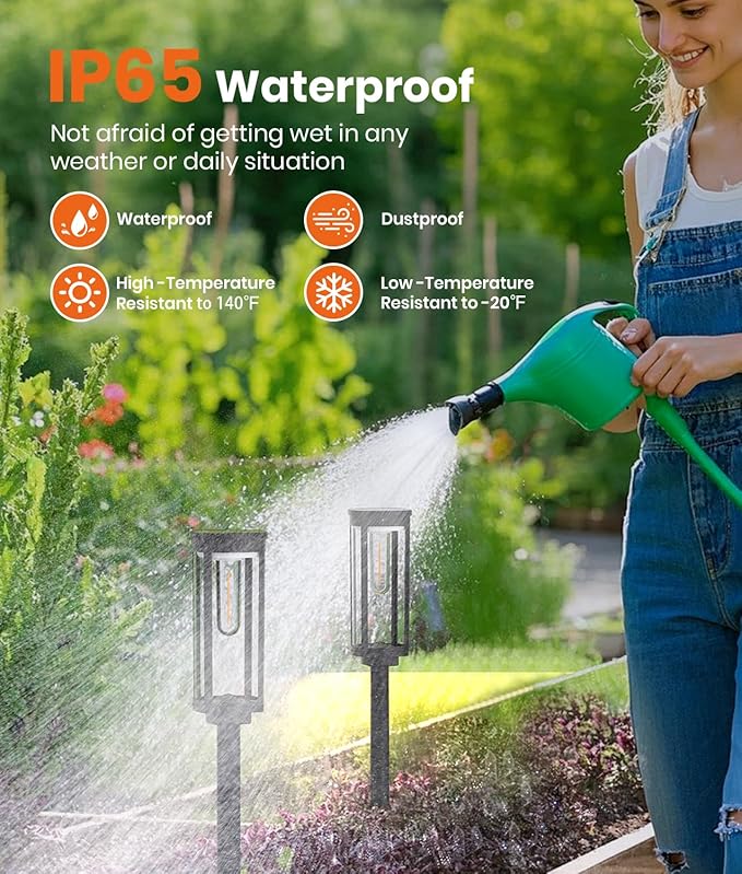 Solar Pathway Lights Outdoor,IP65 Waterproof Auto On/Off Solar Garden Lights Solar Powered Landscape Lighting for Yard Patio Walkway (4)