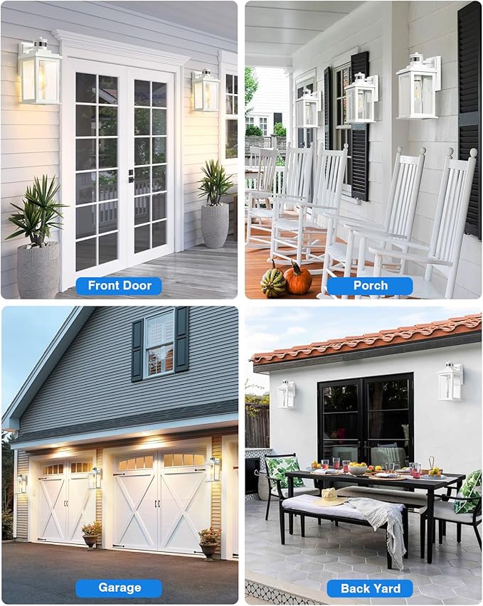 VIANIS Motion Sensor Porch Lights, 2 Packs Outdoor Wall Lights Wall Mount, White Dusk to Dawn Outdoor Sconce Lights, Waterproof Exterior Light Fixture for House, Garden, Patio,Hardwired, Non-Solar