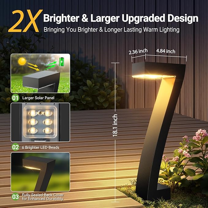 WdtPro Solar Lights Outdoor Pathway Lights - Thumbnail 2