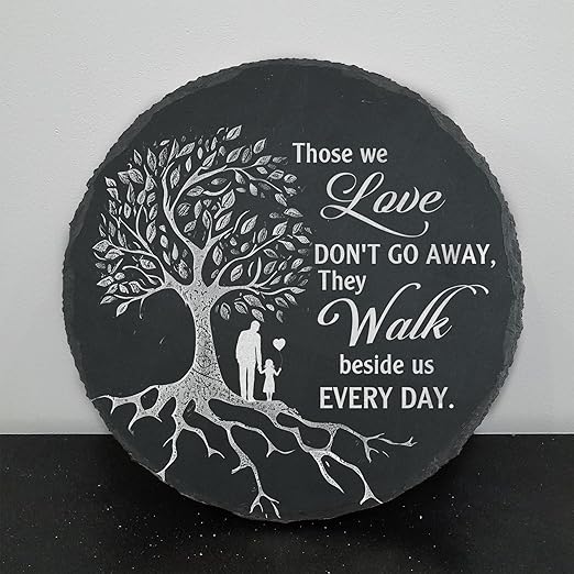 Memorial Stone Man and Child, Dad Memorial Gifts for Daughter, Memorial Gifts for Loss of Father, in Memory of Dad Garden Slate Stone, Sympathy Gift for Loss of Dad Memorial Plaque TNA3