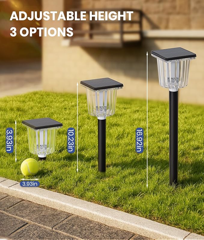 Super Bright Solar Pathway Lights Outdoor Powered 8 Pack,Adjustable Warm&Cool White,Waterproof IP65 Solar Garden Decor Landscape Lighting Outside for Front Yard/Patio/Walkway/Driveway/Lawn/Path Light