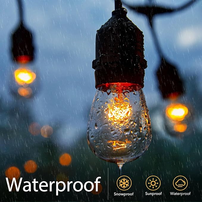 Moonflor 26 Pack S14 Light Bulbs, 11 Watt Replacement Incandescent Glass Bulbs with E26 Medium Base for Outdoor Patio Garden Vintage String Lights