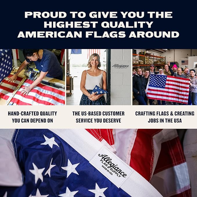 American Flag | American-Sourced Nylon Fabric, Embroidered Stars, Hand-Stitched | Proudly Made in USA (5' x 8')