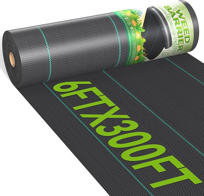6ftx300ft Weed Barrier Landscape 3.2oz Fabric Heavy Duty, Woven Weed Control Cloth, Woven Geotextile Fabric for Underlayment, Gardening Ground, Commercial Driveway Weed Block Cover Mat