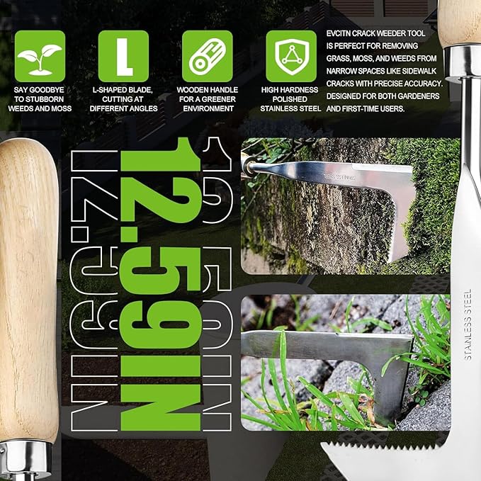 Hand Weeder Puller Tool, Dandelion Fork Weeding Knife Tool - 2023 New Garden Tool for Weeders Easy Quick Clean Removal Root Digging - Original Multi Use Rust-Resistance (13in)