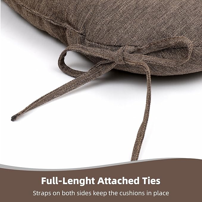 RACE LEAF 17" x 17" Patio Chair Seat Pads Brown - Outdoor/Indoor Patio Cushions Set of 2 - Replacement Cushions for Chairs and Seating - Olefin Seat Pads for Porch, Deck, and Garden Seats