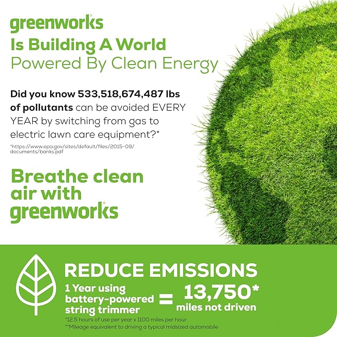 Greenworks 40V 8" Brushless Edger, 4.0Ah USB Battery and Charger Included