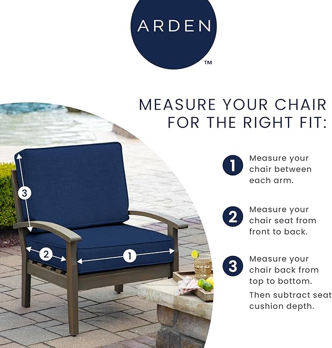 Arden Selections Rocking Chair Cushion, 19 x 18, Rain-Proof, Fade Resistant, Cushions for Rocking and Outdoor Chairs 18 x 19, Black Leala (Pack of 4)