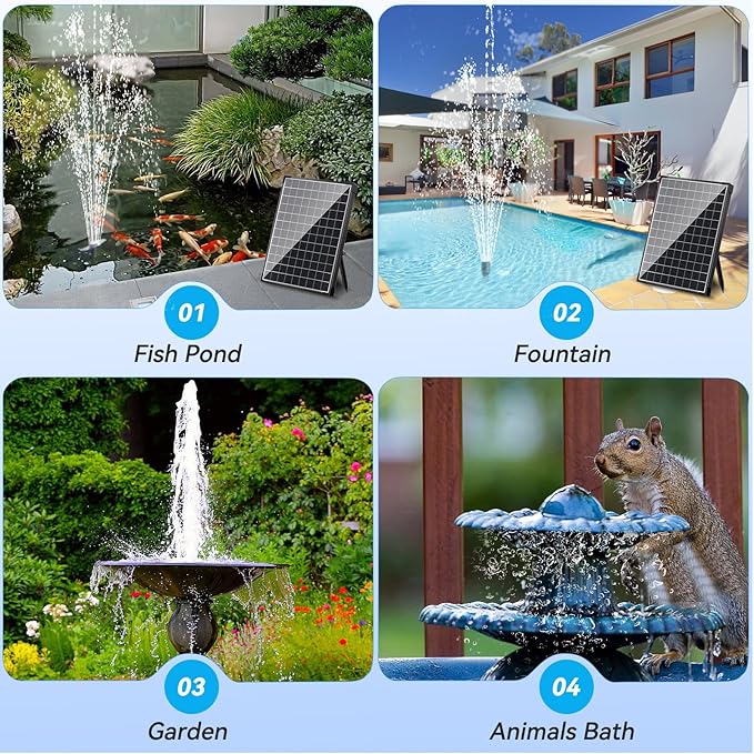 POPOSOAP 25W Solar Water Fountain Pump, Solar Water Pump with Flow Adjustable, Solar Pond Pump Pump with Dry-Run Protection & Diverter Valve for Ponds, Garden, Fish Tank, Waterfall, Hydroponics