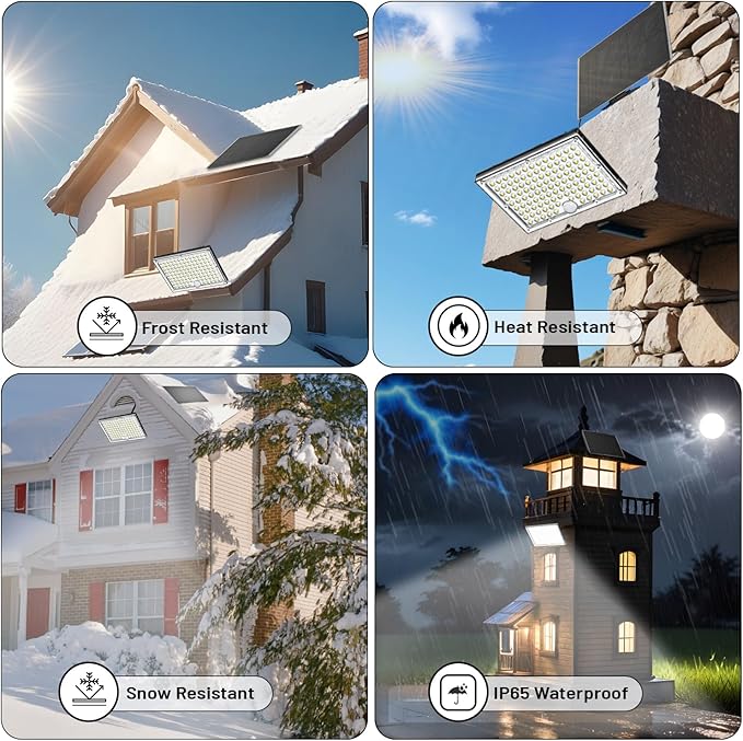 113 LED Motion Senser Outdoor Lights with 9000k Cool White Light, IP65 Waterproof, 5M Wire- Outdoor Solar Lights for Yard, Patio, Porch, Wall, and Garden, Comes with 2 Year Warranty.