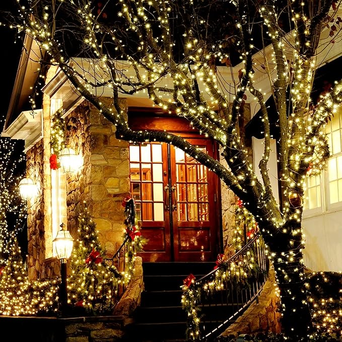 Solar String Lights Outdoor Waterproof: 50ft 100LED Solar String Lights Outdoor - Solar Powered Twinkle Fairy Tree Light with 8 Lighting Mode for Patio, Garden,Courtyards,Trees(Warm White)