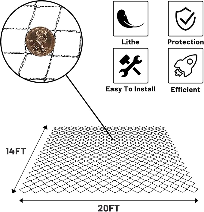Rainleaf Pond Netting, 14' x 20' Pond Net Cover, Koi Pond Netting for Leaves, Heavy Duty Koi Pond Net Protecting Koi Fish from Herons, Stakes Included, Snare Nets