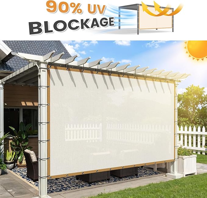 VICLLAX Shade Fabric Sun Shade Cloth with Every 2 FT Grommets for Patio Garden Pergola Cover Canopy 22x24 FT, Cream