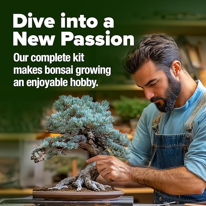 HOME GROWN Bonsai Tree Kit, Grow Your Own: Premium 4 Bonsai Trees Starter Kit | Unique Japanese Gardening Gift for Moms, Women, Men, Beginners & Gardeners | Creative Crafts for Adults BK1-2nd-MF