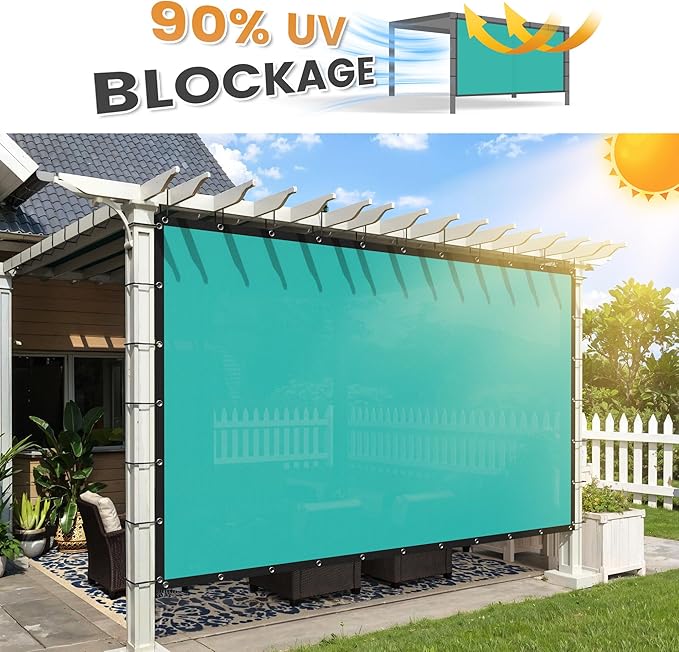 VICLLAX Shade Fabric Sun Shade Cloth with Every 2 FT Grommets for Patio Garden Pergola Cover Canopy 13x23 FT, Turquoise