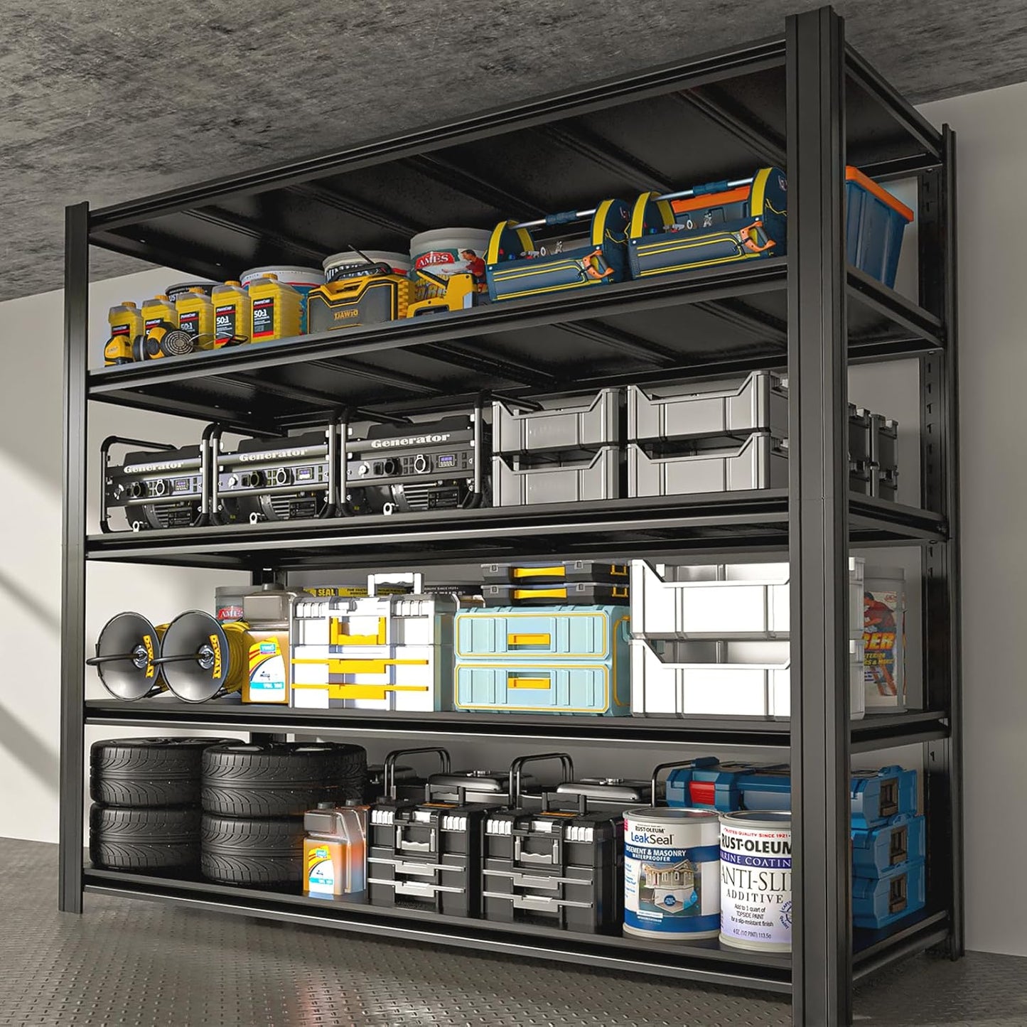 5-Tier 55" W x 24" D x 84" H Garage Shelving 3000LBS Storage Shelves Heavy Duty Metal Shelf Unit Adjustable Basement Industrial Storage Racks