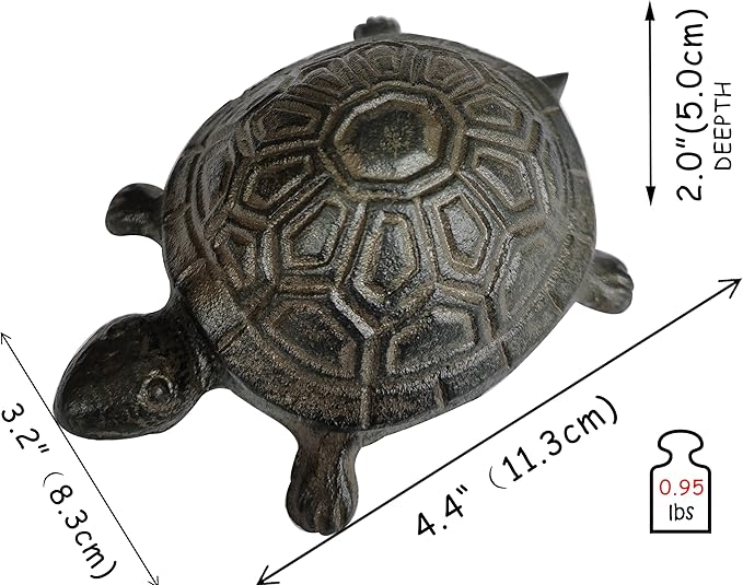 BSTGIFTS Cast Iron Turtle Key Hider - Spare Key Holder - Garden Decoration Turtle, Jewelry Trinkets Box for Key, Ear Studs, Ring, Paper Clip (Antique Brown)…