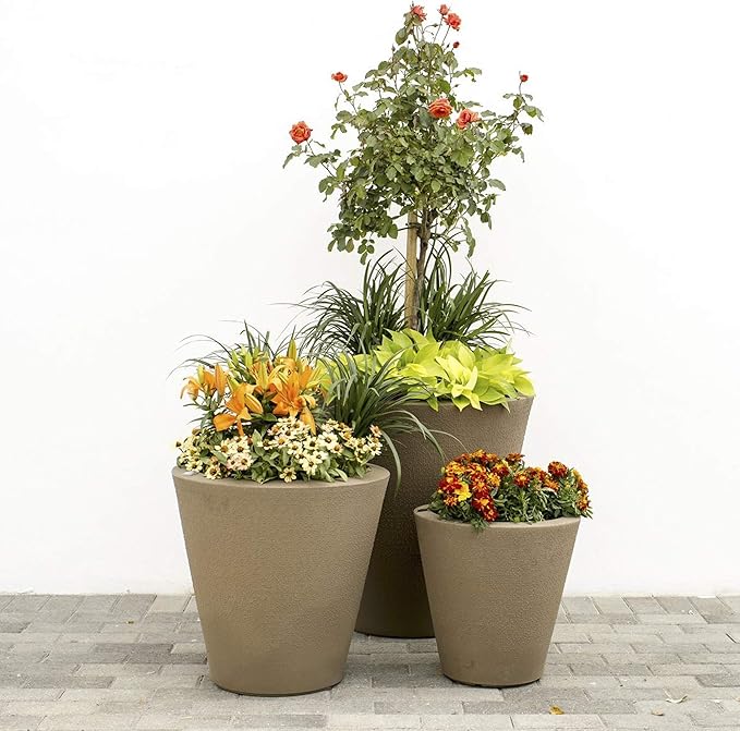 Crescent Garden Dot TruDrop Indoor/Outdoor Planter, Self-Watering Plant Pot, 26 Inches, (Old Bronze)