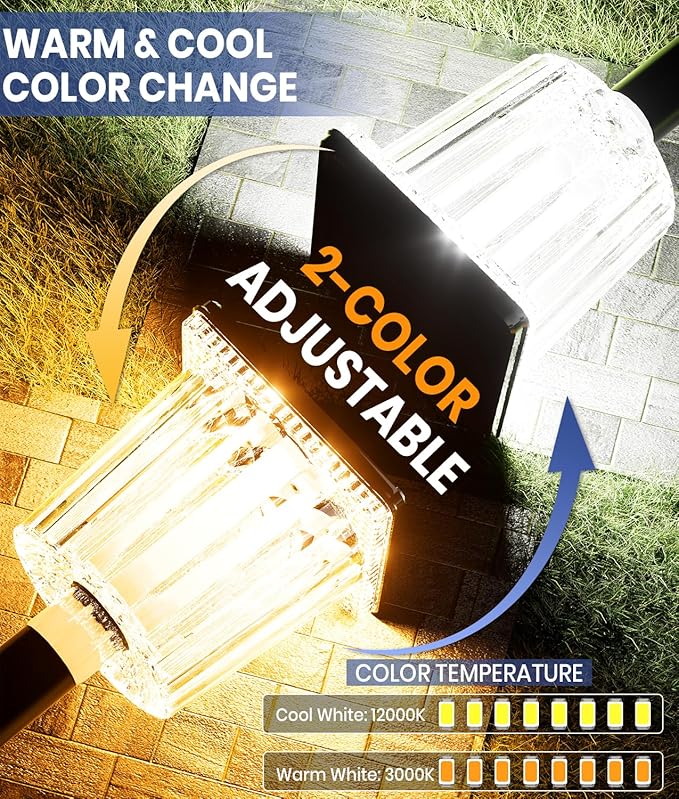 Super Bright Solar Pathway Lights Outdoor Powered,Adjustable Warm&Cool White,Waterproof IP65 Garden Decor Landscape Lighting Outside for Yard/Patio/Walkway/Driveway/Landscape (Obsidian Black, 5 Pack)