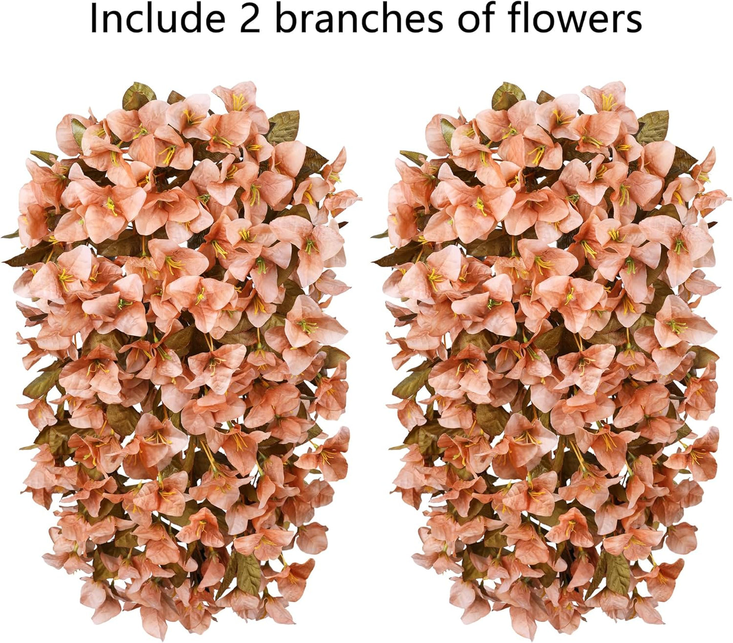 Bougainvillea Artificial Fall Hanging Flowers Plants for Outdoors Autumn Decoration, 2pcs Faux Bougainvillea Vines Brown Fake Flowers Realistic UV Resistant Silk Flowers for Outside Planter Yard Home