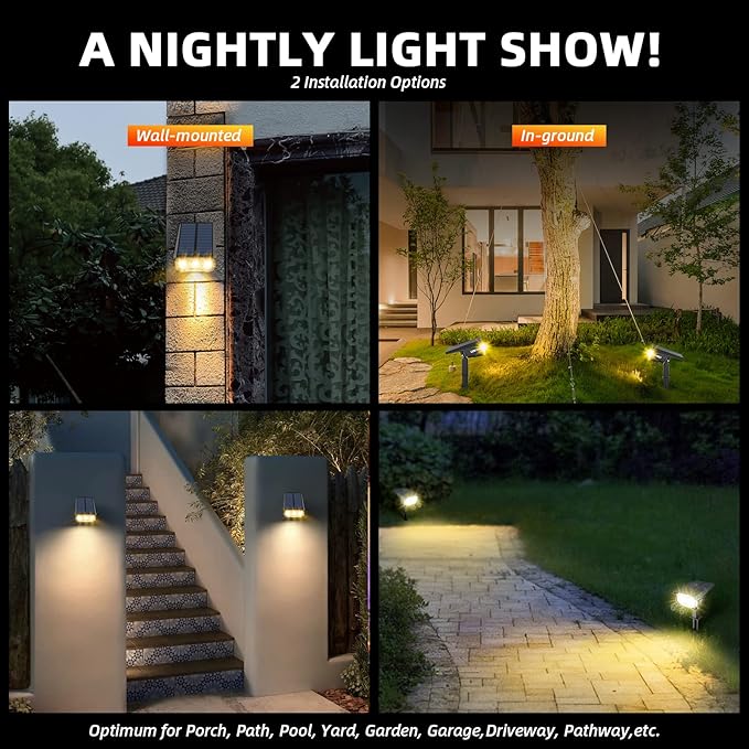 Solar Spot Lights Outdoor Landscape Lights, 40 LEDs Solar Landscape Spotlights Outdoor Waterproof Auto On/Off Solar Garden Lights, Outdoor Solar Lights for Yard Palm Tree Driveway Patio Pool